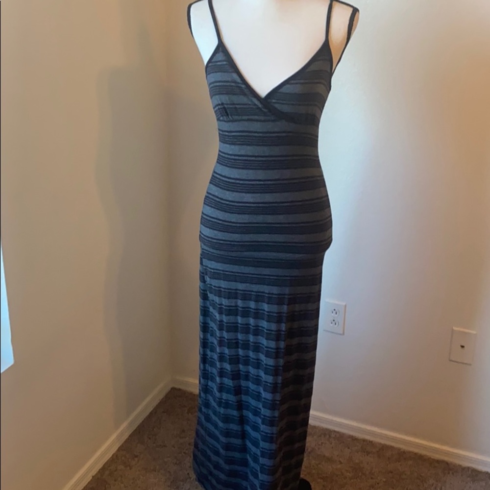 Black striped maxi dress